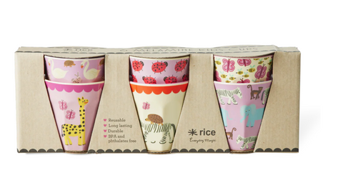 Rice Melamine Cups with Wildlife Print - 160ml - 6 pack