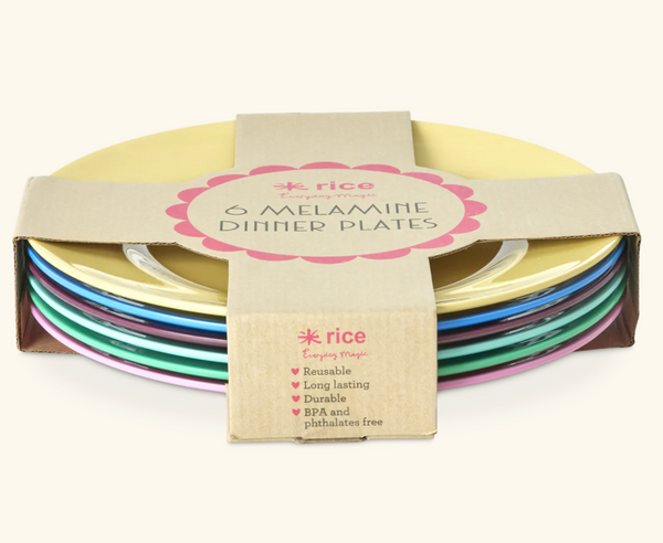 Rice Melamine Round Dinner Plates Asst. Show Your True Colors - 6 Pack