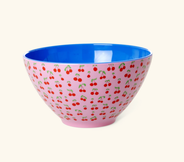 Rice Melamine Salad Bowl With Cherry Love Print Pink - 2.5L