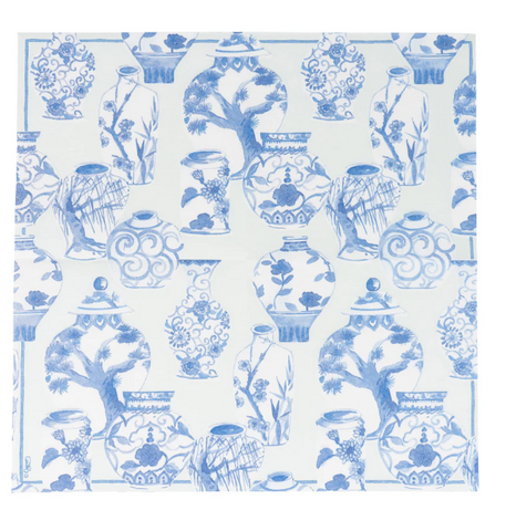 Caspari Glazed Porcelain Celadon Paper Linen Cocktail Napkins