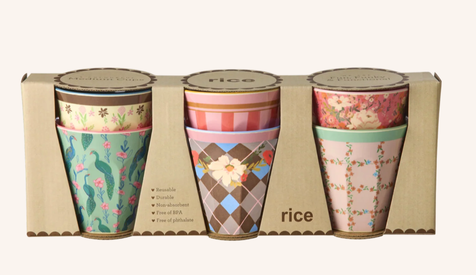 Rice Melamine Cups With All You Need Is Love And... Prints in 6 - 160ml