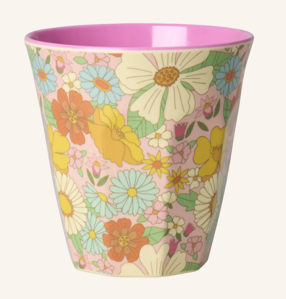 Rice Melamine Cup With Flower Power Print