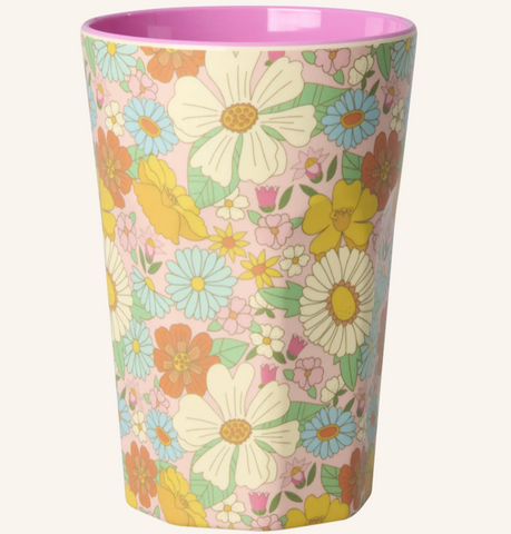 Rice Melamine Cup With Flower Power Print