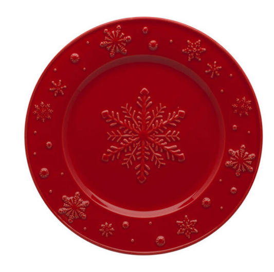 Bordallo Pinheiro Snowflakes red fruit plate, 22 cm