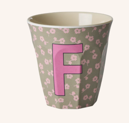 Rice Melamine Alphabet Cup with Flowers - 250ml