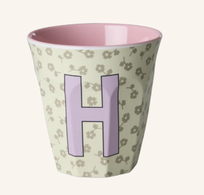 Rice Melamine Alphabet Cup with Flowers - 250ml
