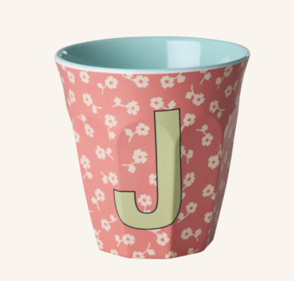 Rice Melamine Alphabet Cup with Flowers - 250ml