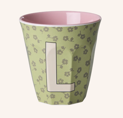 Rice Melamine Alphabet Cup with Flowers - 250ml