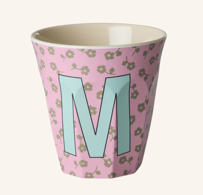 Rice Melamine Alphabet Cup with Flowers - 250ml