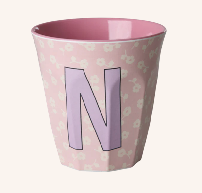 Rice Melamine Alphabet Cup with Flowers - 250ml