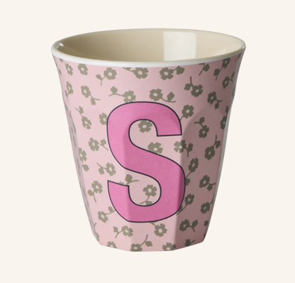 Rice Melamine Alphabet Cup with Flowers - 250ml