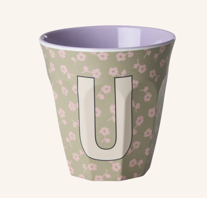 Rice Melamine Alphabet Cup with Flowers - 250ml