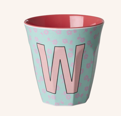 Rice Melamine Alphabet Cup with Flowers - 250ml