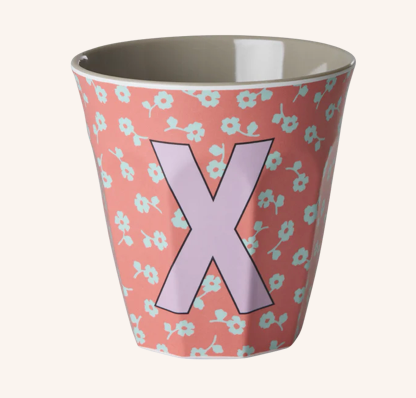 Rice Melamine Alphabet Cup with Flowers - 250ml