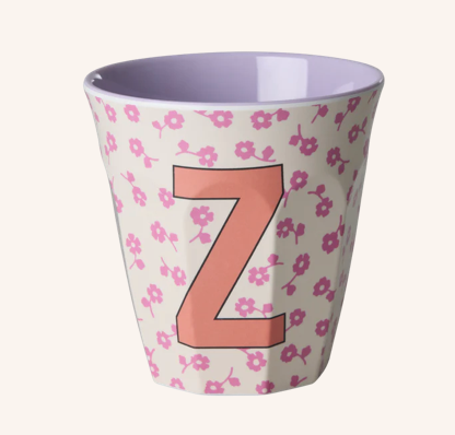 Rice Melamine Alphabet Cup with Flowers - 250ml