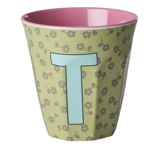 Rice Melamine Alphabet Cup with Flowers - 250ml