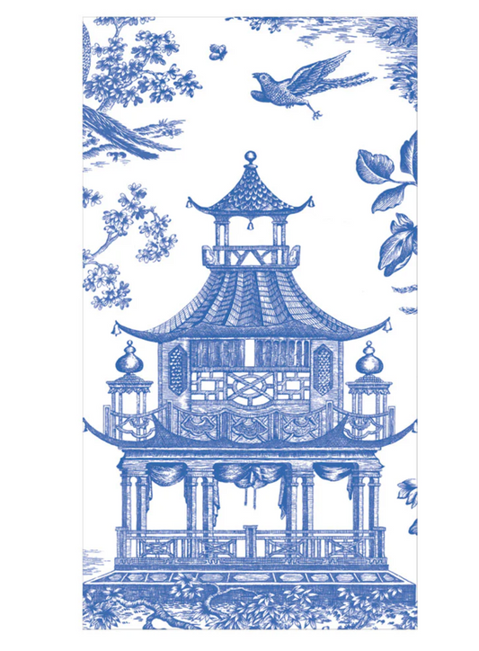 Caspari Chinoiserie Toile Pagoda Napkins in Blue