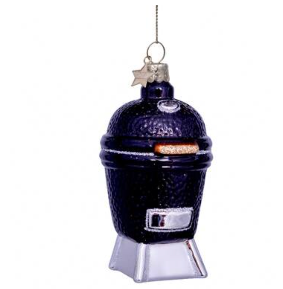 Christmas Tree Ornament Hanging Glass Black Egg Bbq - 11cm