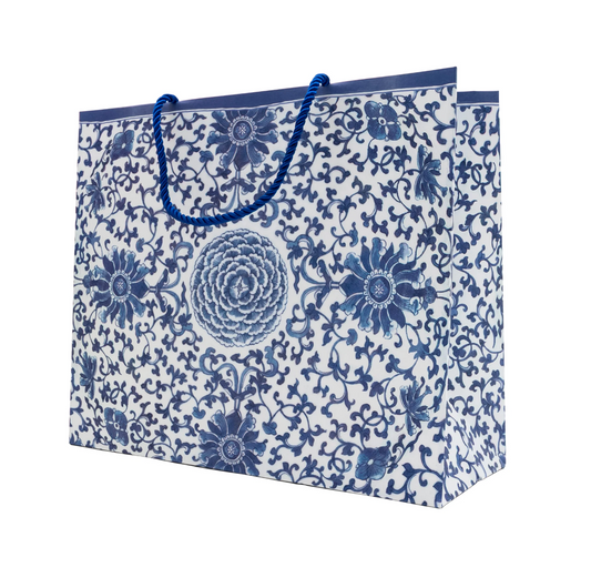 Caspari Indigo Garden Blue/White Gift Bag