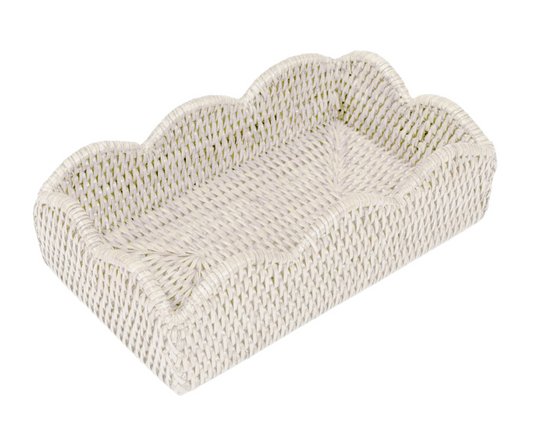 Caspari Rattan Scallop Guest Towel Holder