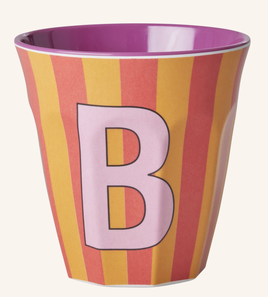 Rice Melamine Cup 250ml - Girl Stripes Alphabet
