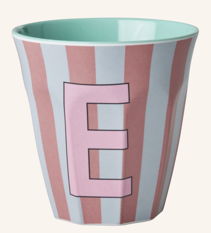 Rice Melamine Cup 250ml - Girl Stripes Alphabet