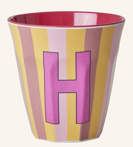 Rice Melamine Cup 250ml - Girl Stripes Alphabet