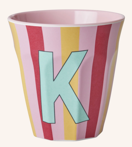 Rice Melamine Cup 250ml - Girl Stripes Alphabet