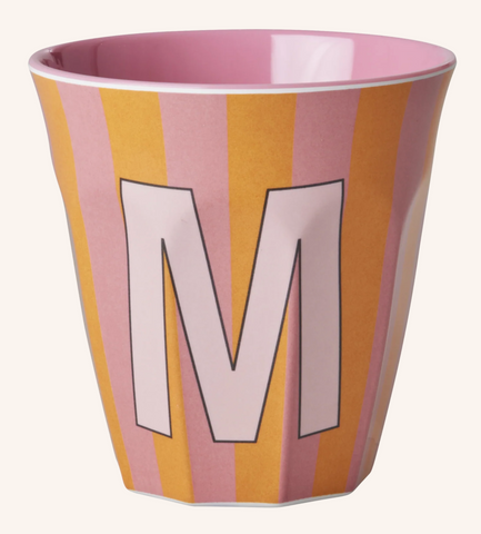 Rice Melamine Cup 250ml - Girl Stripes Alphabet