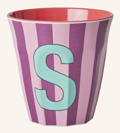 Rice Melamine Cup 250ml - Girl Stripes Alphabet