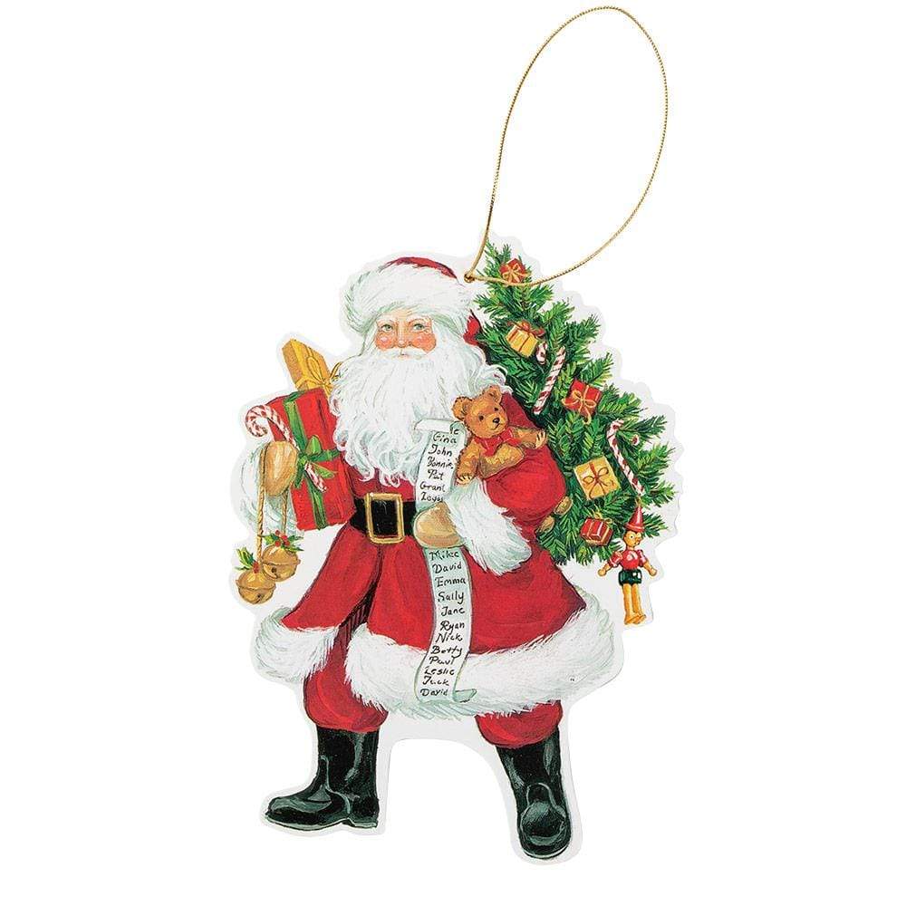 Caspari Lynn Haney Santa Ornament Tag (Set of 4)