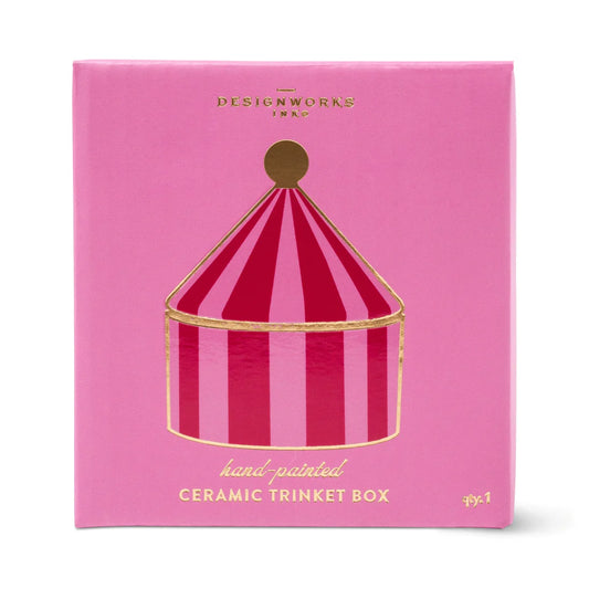Gentlemen's Hardware Ceramic Trinket Box - Pink + Red Stripe