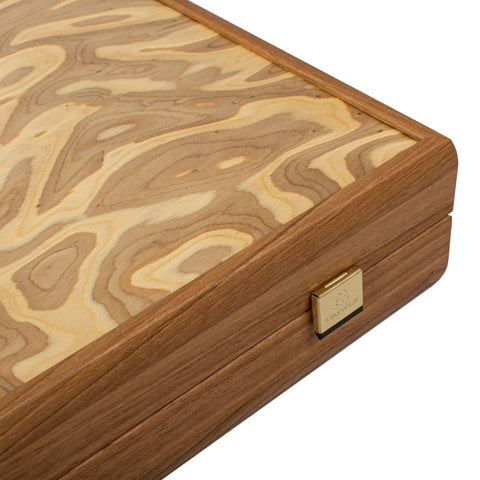 Manopoulos - Handcrafted Olive Burl Backgammon Set with Olive Wood Checkers 48x26cm