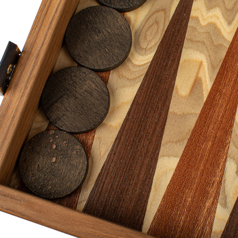 Manopoulos - Handcrafted Olive Burl Backgammon Set with Olive Wood Checkers 48x26cm