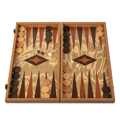 Manopoulos Premium Handcrafted Olive Burl Backgammon Set