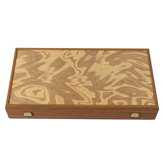 Manopoulos Premium Handcrafted Olive Burl Backgammon Set