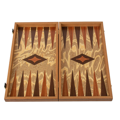 Manopoulos Premium Handcrafted Olive Burl Backgammon Set