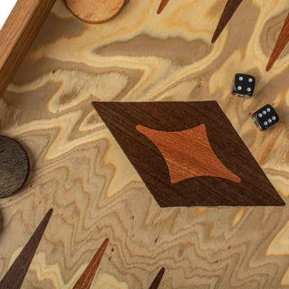 Manopoulos Premium Handcrafted Olive Burl Backgammon Set