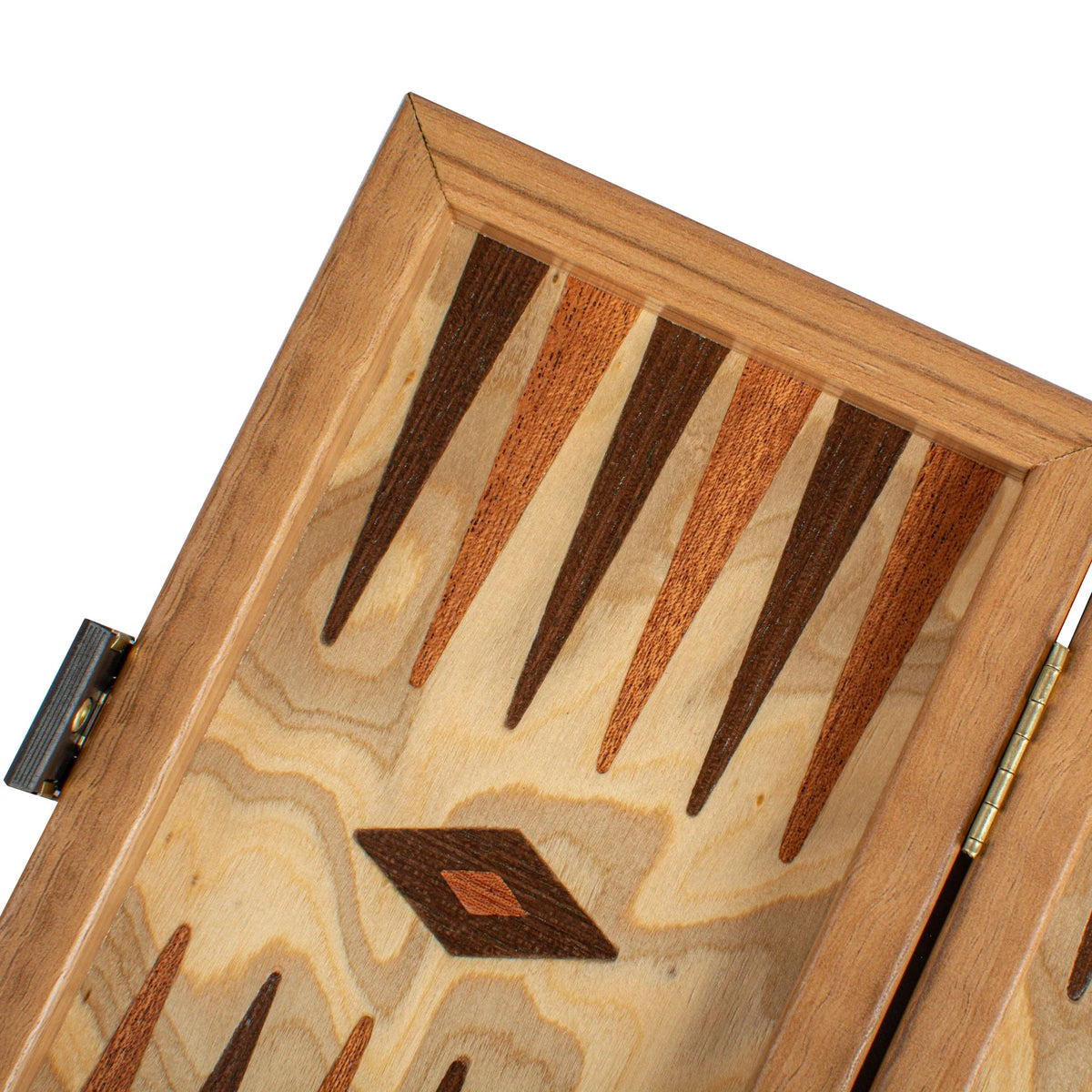 Manopoulos Handcrafted Olive Burl Backgammon Set with Oak Wood Checkers
