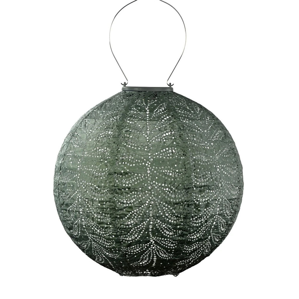 Lumiz Tigres Sage Green Large Round LED Solar Lantern