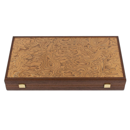 Manopoulos - Handcrafted Walnut Burl Backgammon Set 20x12cm