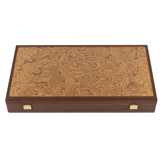 Manopoulos - Handcrafted Walnut Burl Backgammon Set 20x12cm