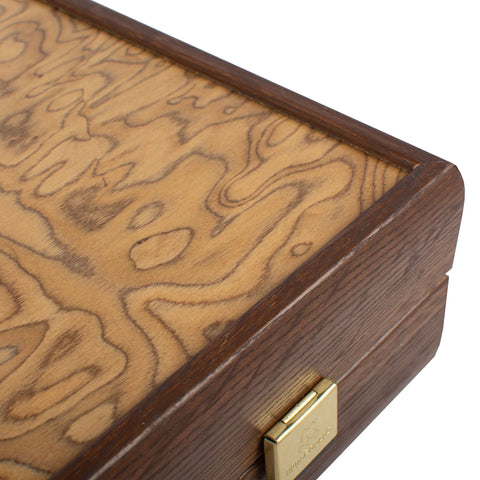 Manopoulos - Handcrafted Walnut Burl Backgammon Set 20x12cm
