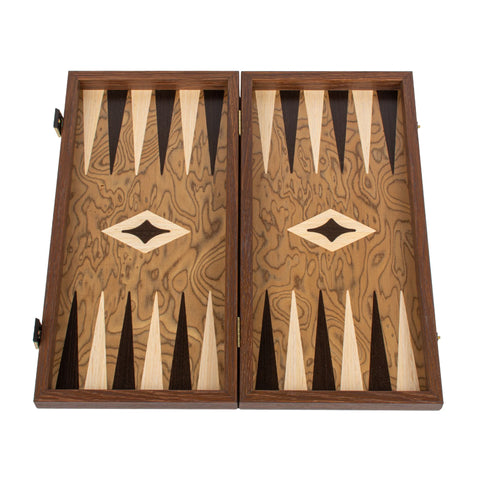 Manopoulos - Handcrafted Walnut Burl Backgammon Set 20x12cm
