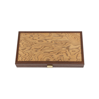Manopoulos - Handcrafted Walnut Burl Backgammon Set 20x12cm
