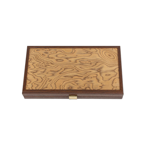 Manopoulos - Handcrafted Walnut Burl Backgammon Set 20x12cm
