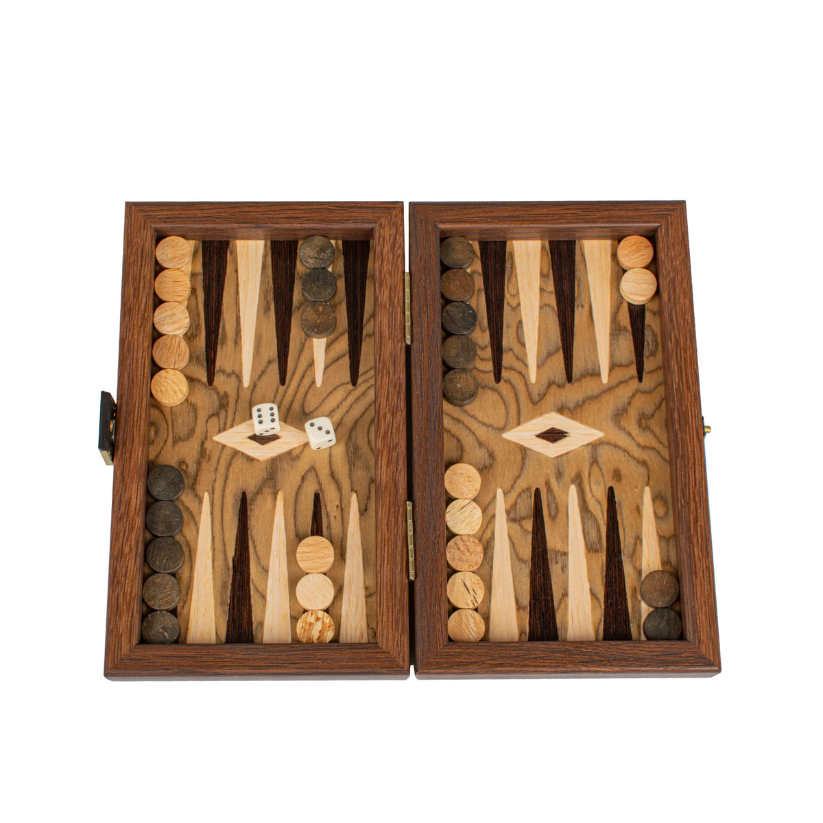 Manopoulos - Handcrafted Walnut Burl Backgammon Set 20x12cm
