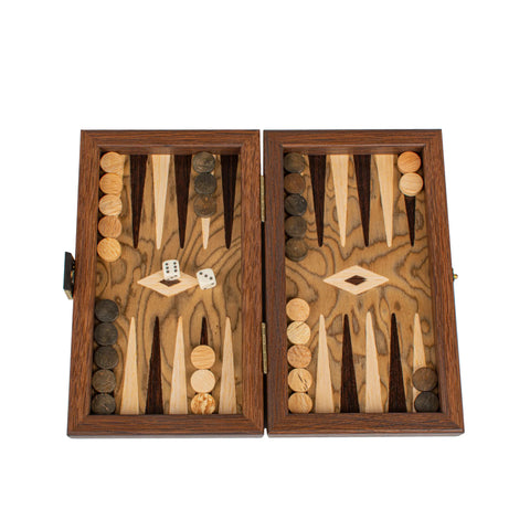 Manopoulos - Handcrafted Walnut Burl Backgammon Set 20x12cm
