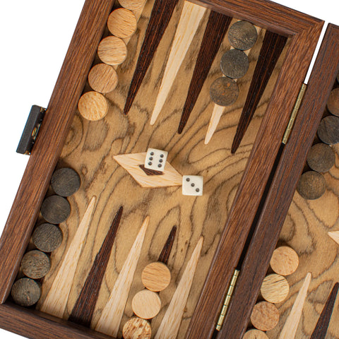 Manopoulos - Handcrafted Walnut Burl Backgammon Set 20x12cm
