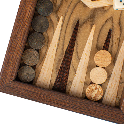 Manopoulos - Handcrafted Walnut Burl Backgammon Set 20x12cm